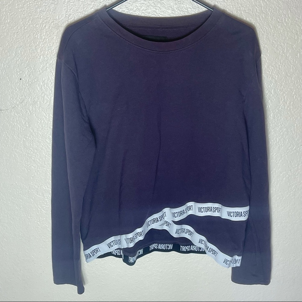 VICTORIA SECRET SPORT purple criss cross band lightweight pullover sweater large